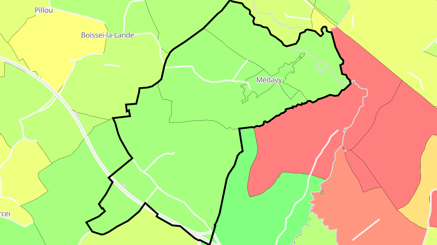 Carte des prix de l'immobilier Médavy