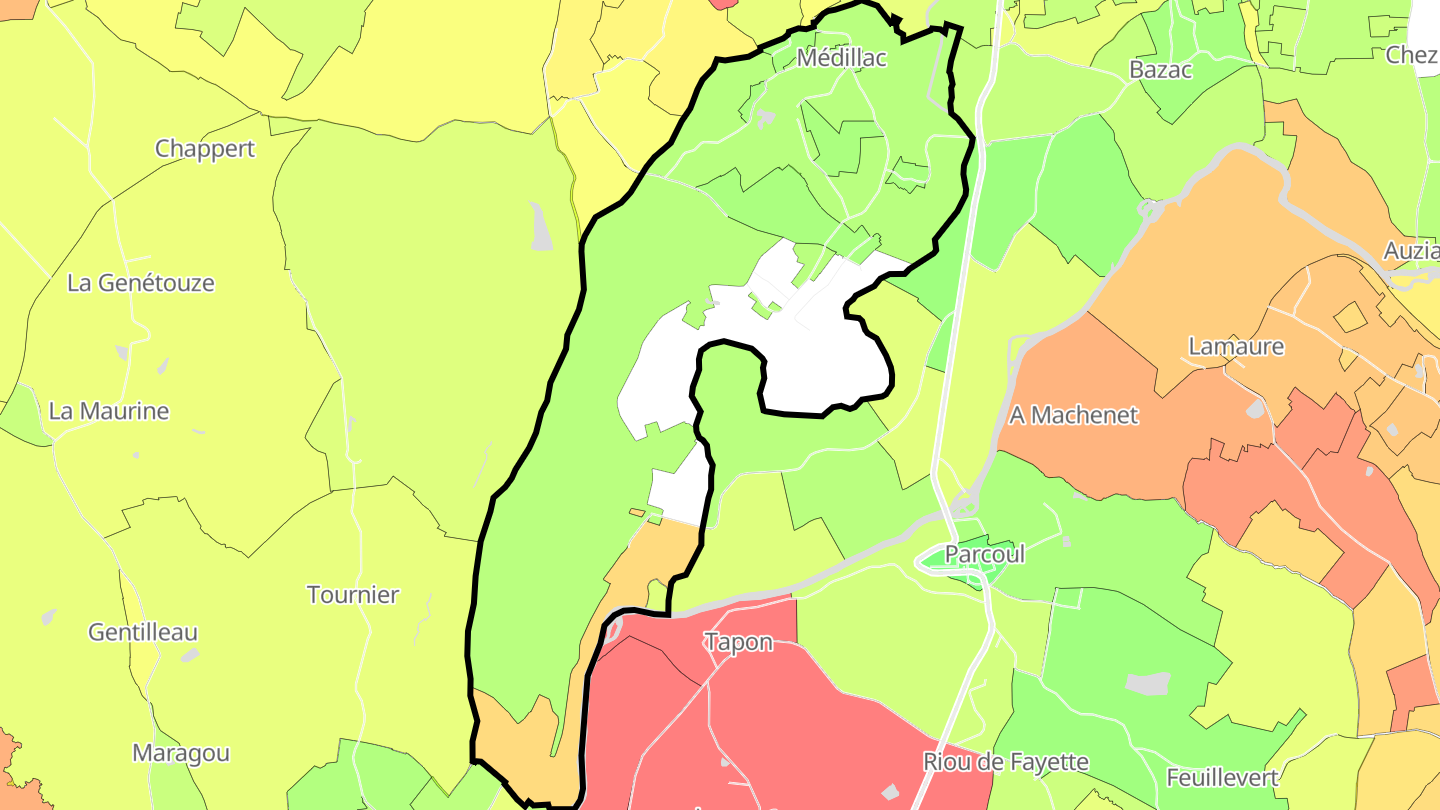 Carte des prix de l'immobilier Médillac