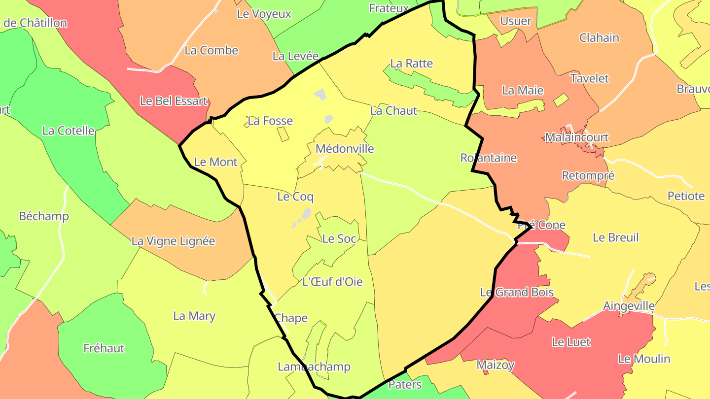 Carte des prix de l'immobilier Médonville
