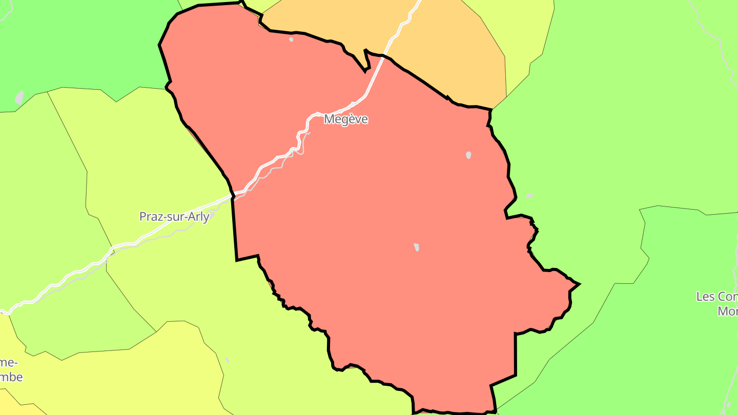 Carte des prix de l'immobilier Megève
