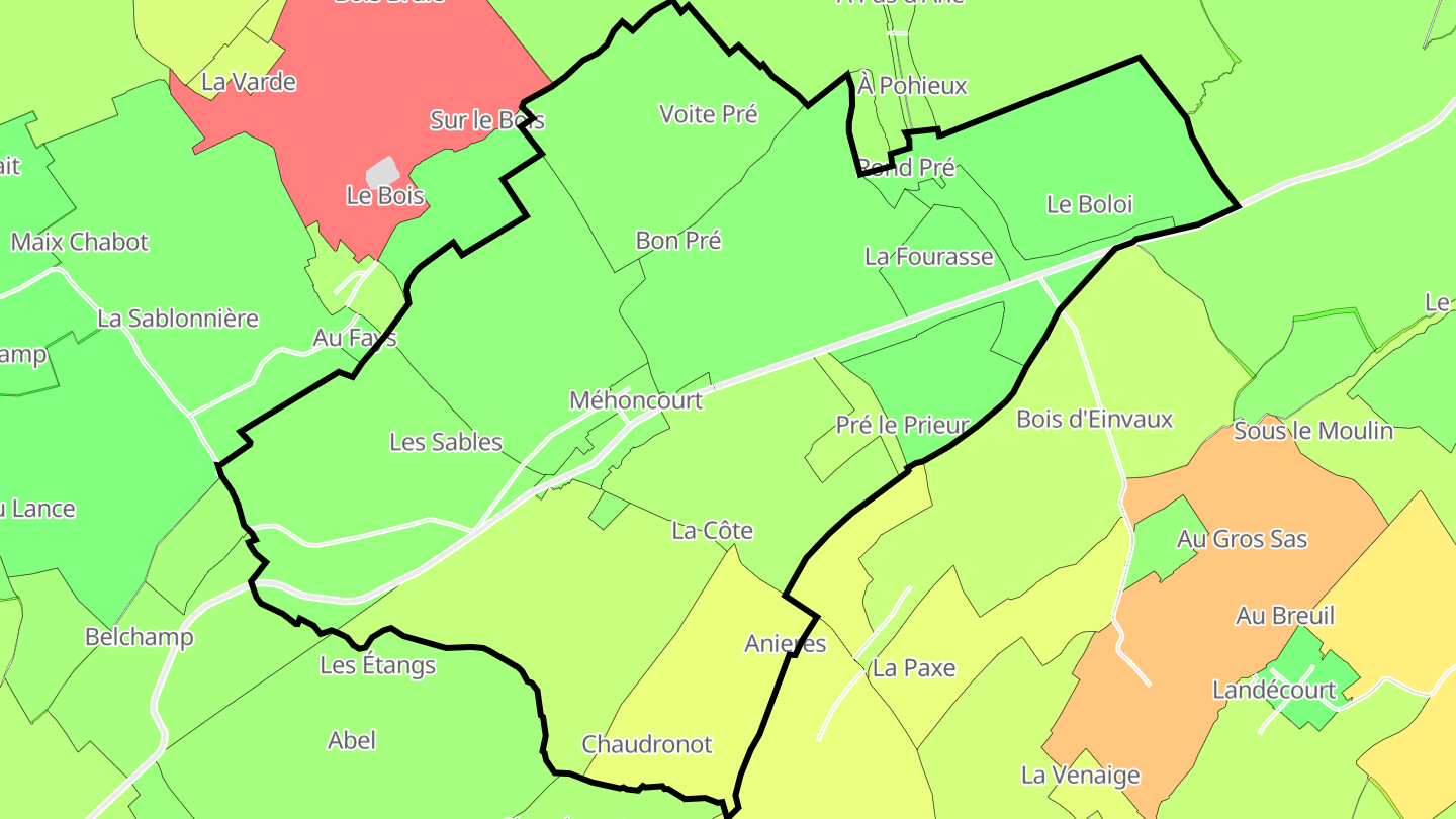Carte des prix de l'immobilier Méhoncourt
