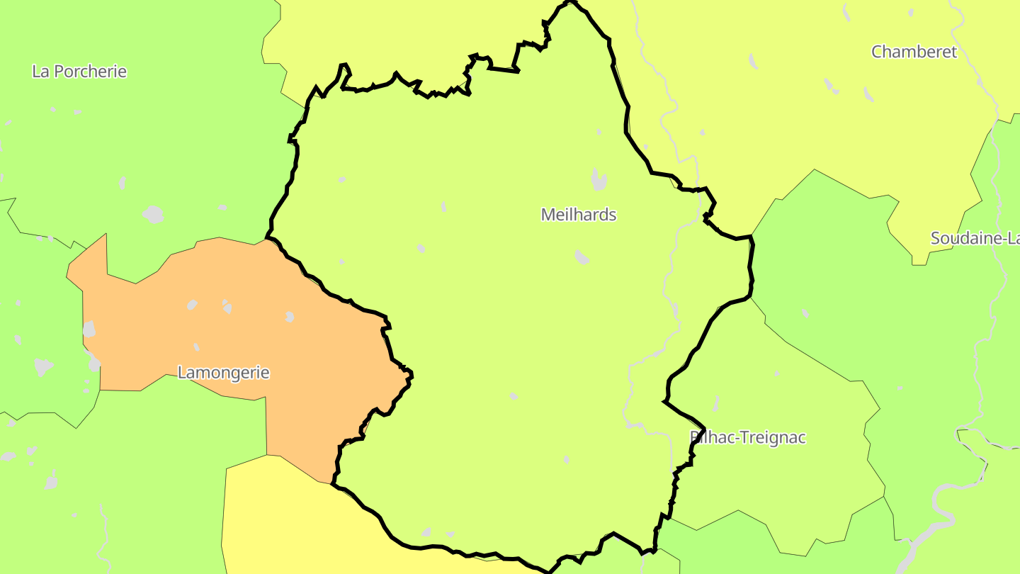 Carte des prix de l'immobilier Meilhards
