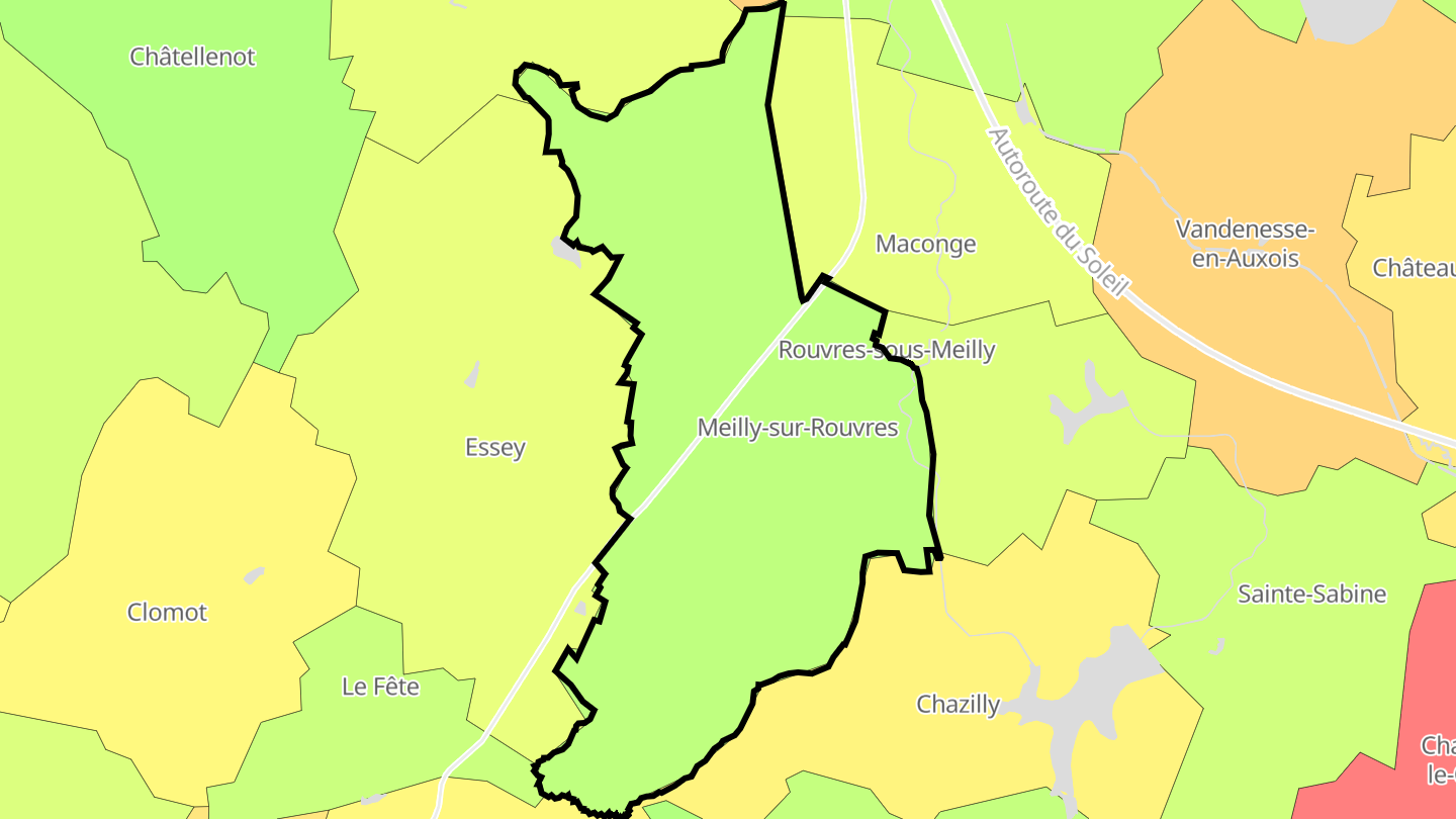 Carte des prix de l'immobilier Meilly-sur-Rouvres