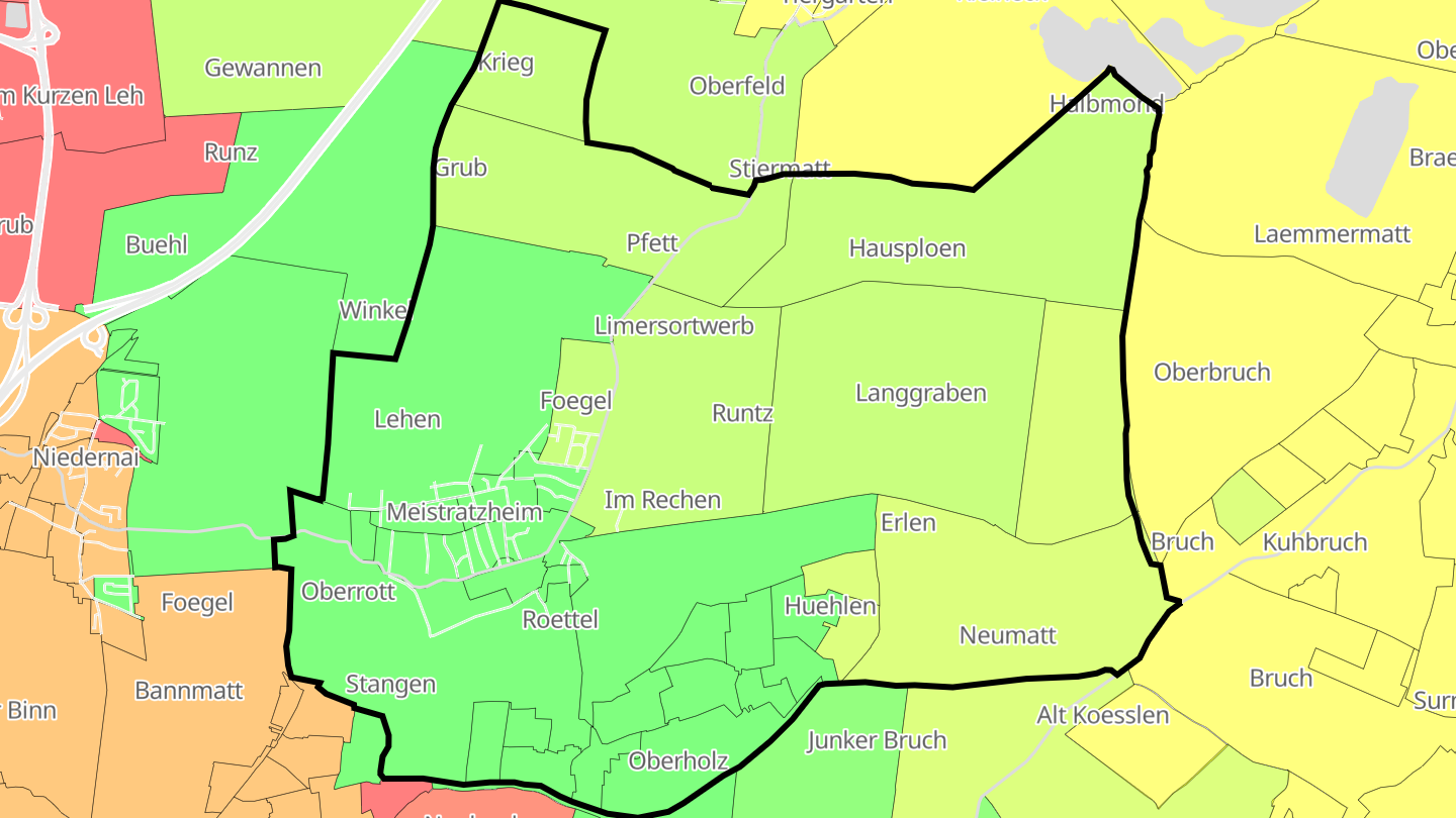 Carte des prix de l'immobilier Meistratzheim