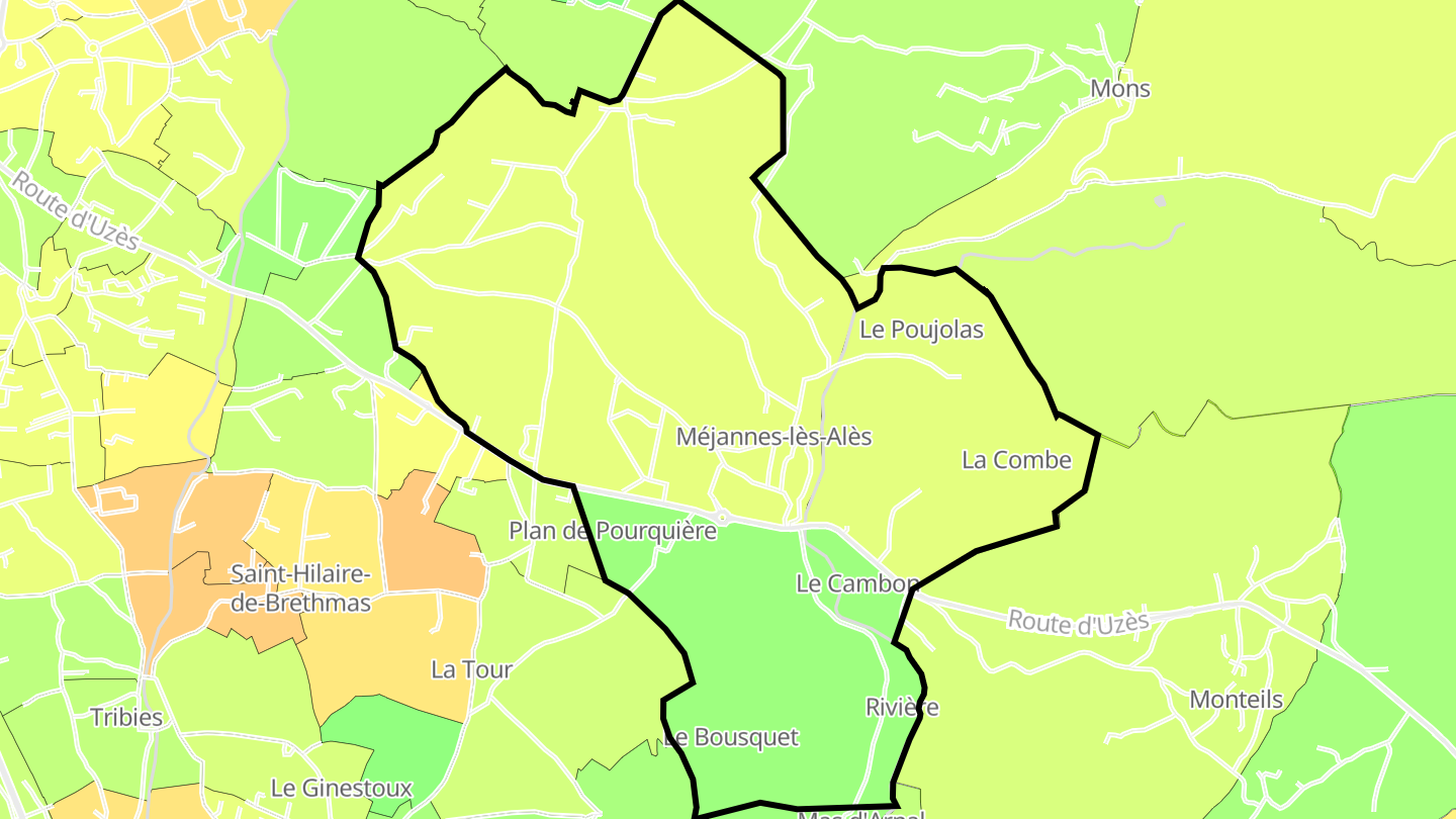 Carte des prix de l'immobilier Méjannes-lès-Alès