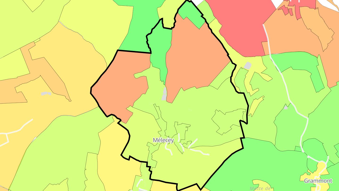 Carte des prix de l'immobilier Mélecey