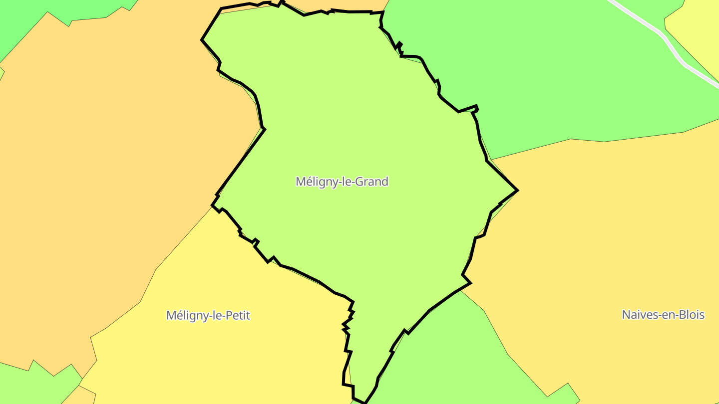 Carte des prix de l'immobilier Méligny-le-Grand