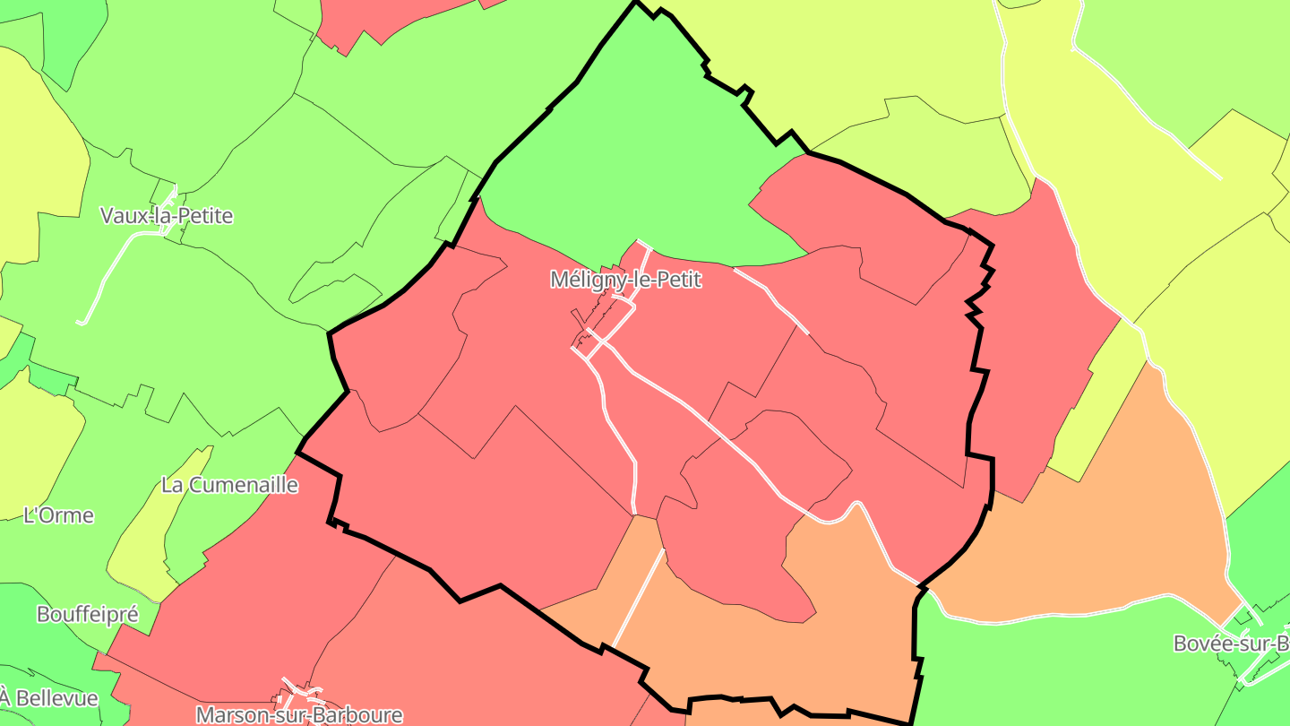 Carte des prix de l'immobilier Méligny-le-Petit