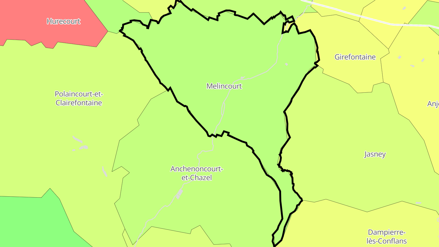 Carte des prix de l'immobilier Melincourt