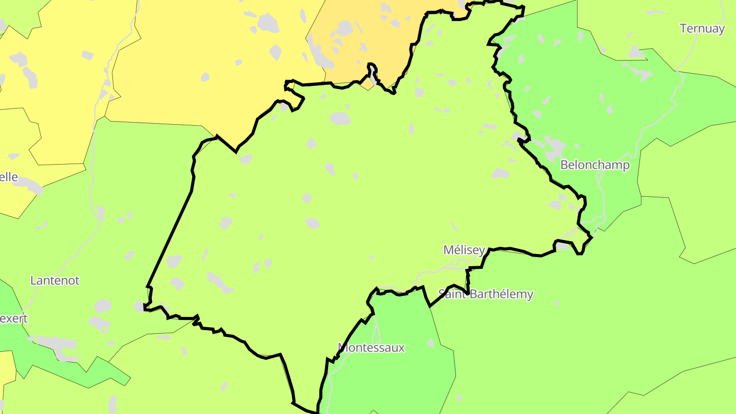 Carte des prix de l'immobilier Mélisey