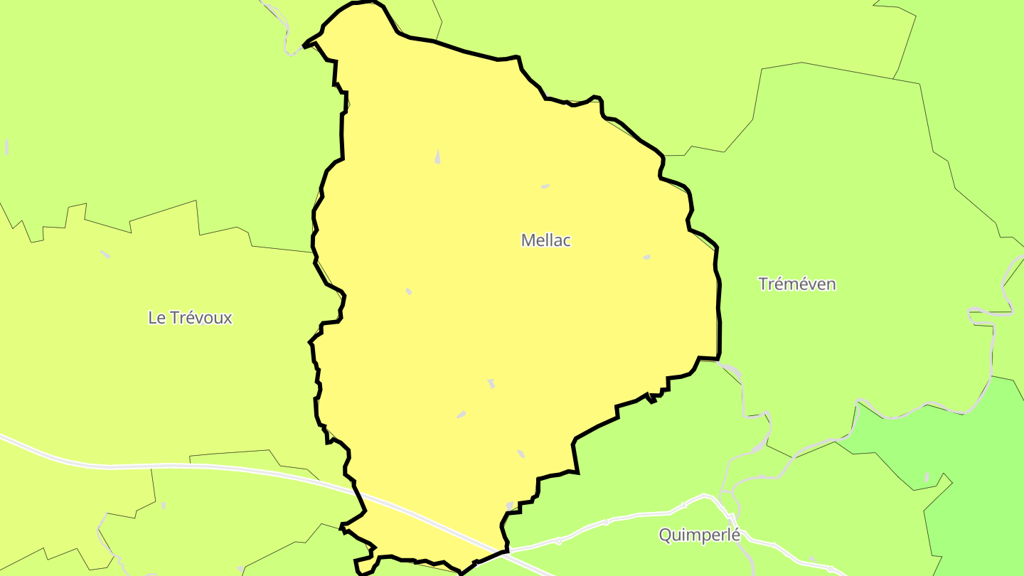 Carte des prix de l'immobilier Mellac