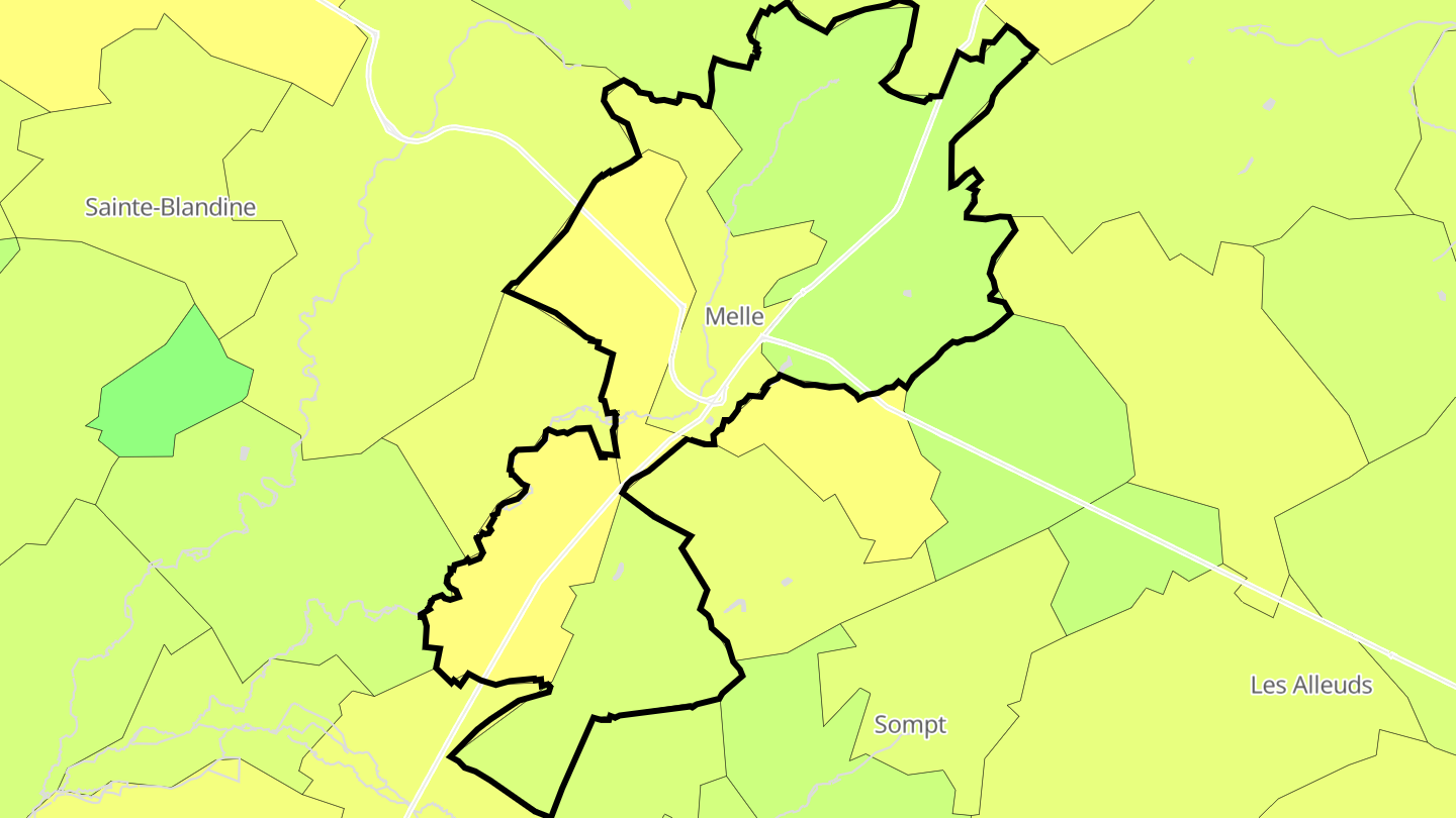 Carte des prix de l'immobilier Melle