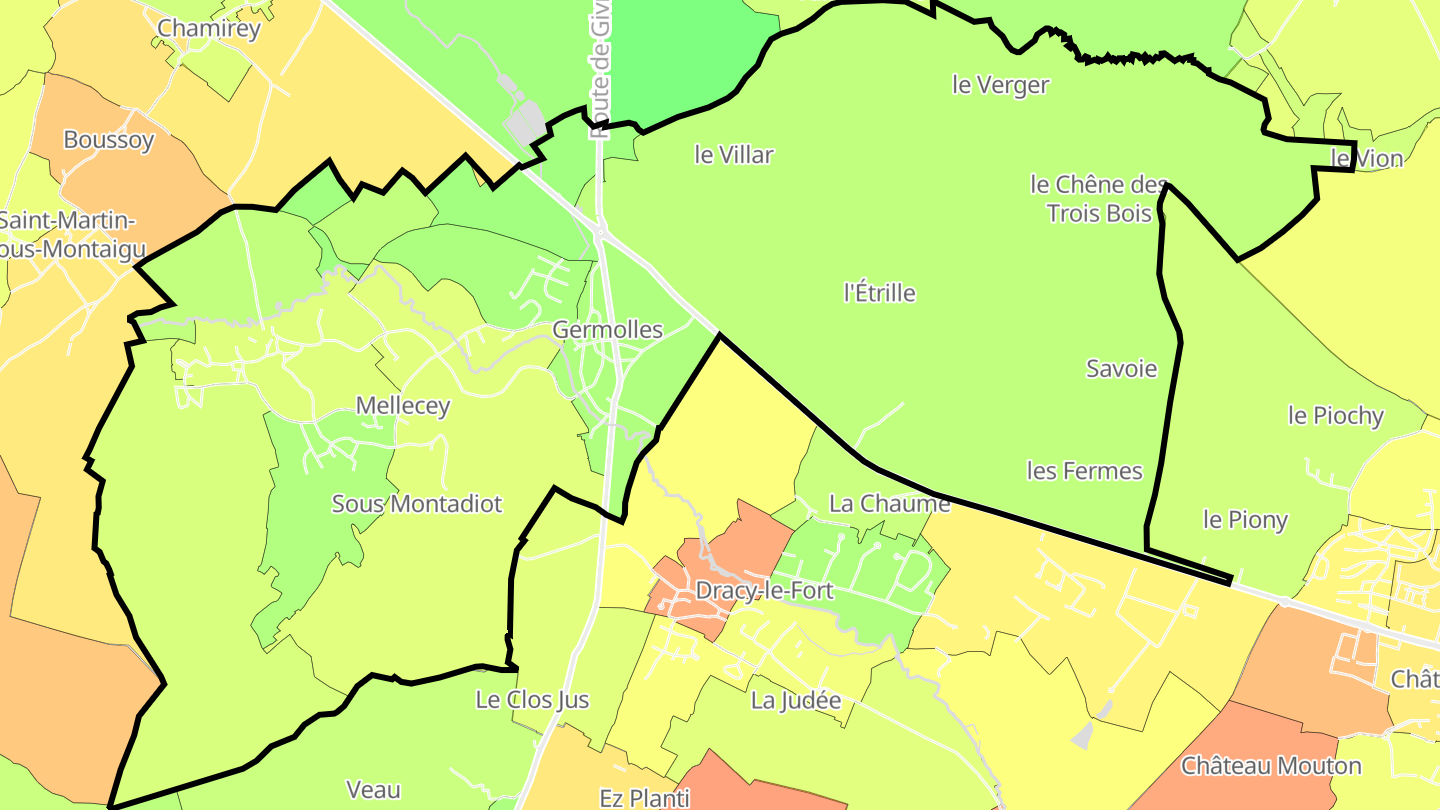 Carte des prix de l'immobilier Mellecey