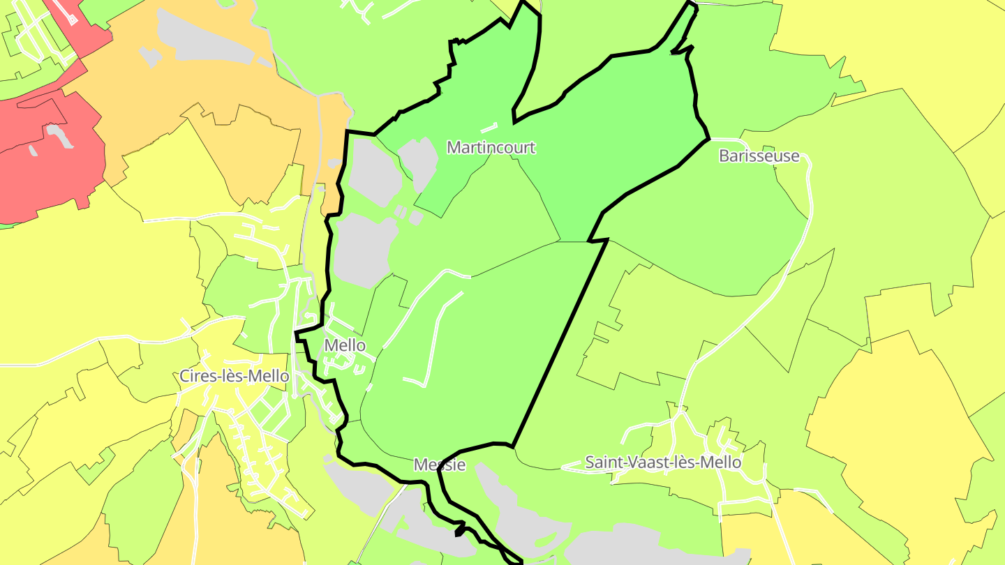 Carte des prix de l'immobilier Mello