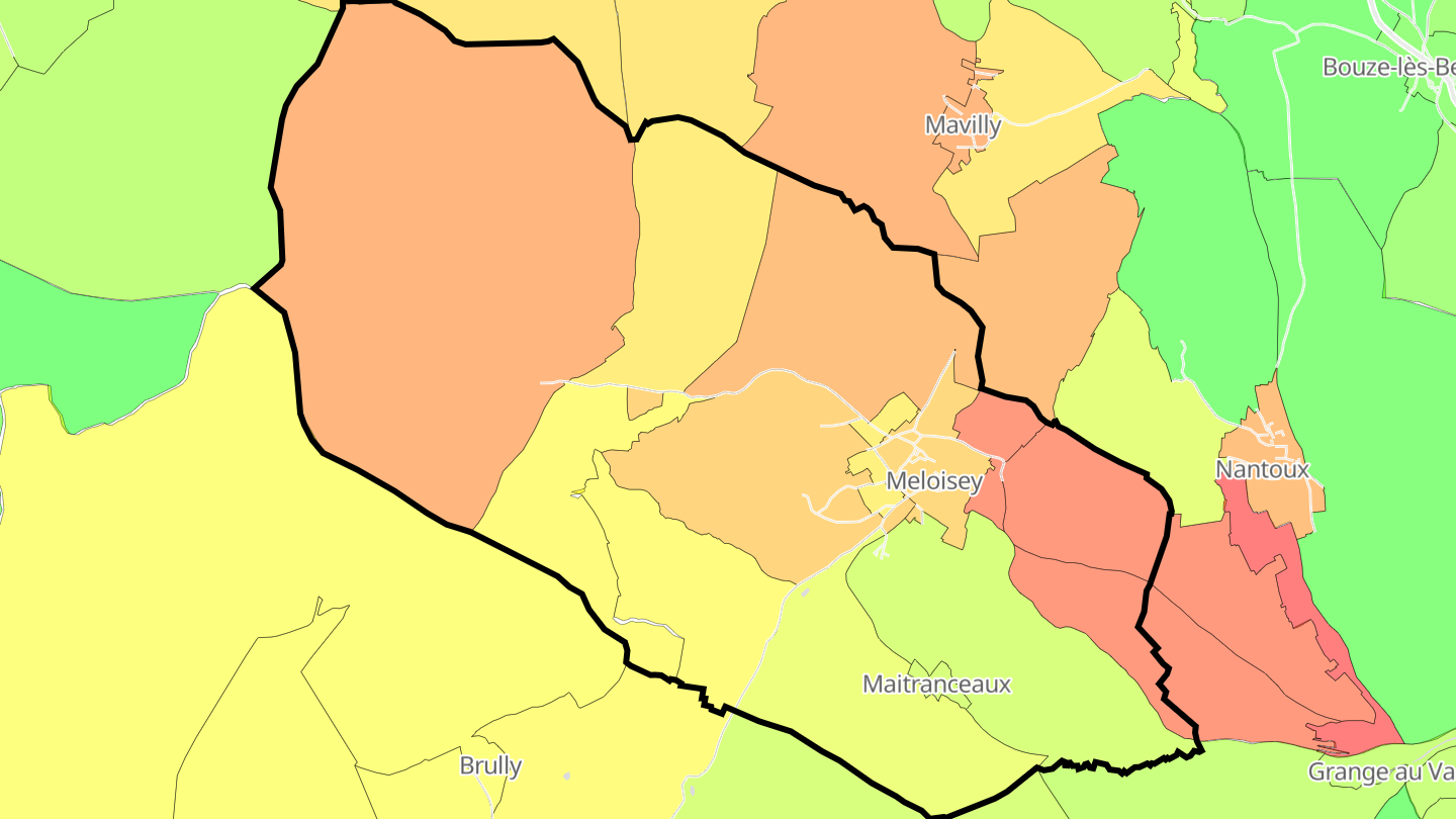 Carte des prix de l'immobilier Meloisey