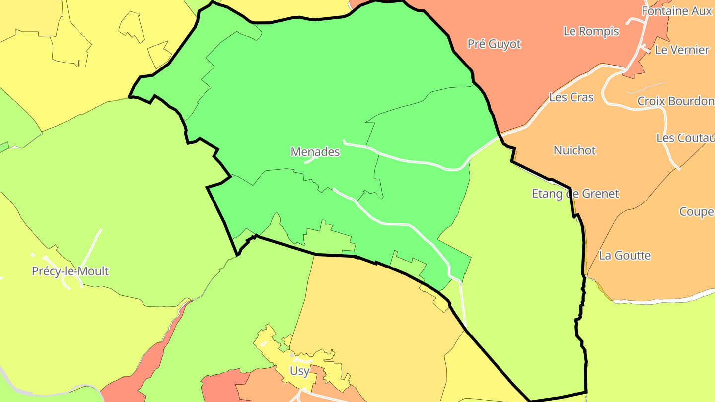 Carte des prix de l'immobilier Menades