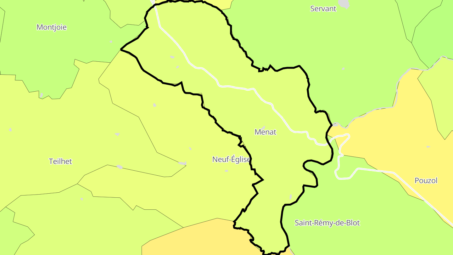 Carte des prix de l'immobilier Menat