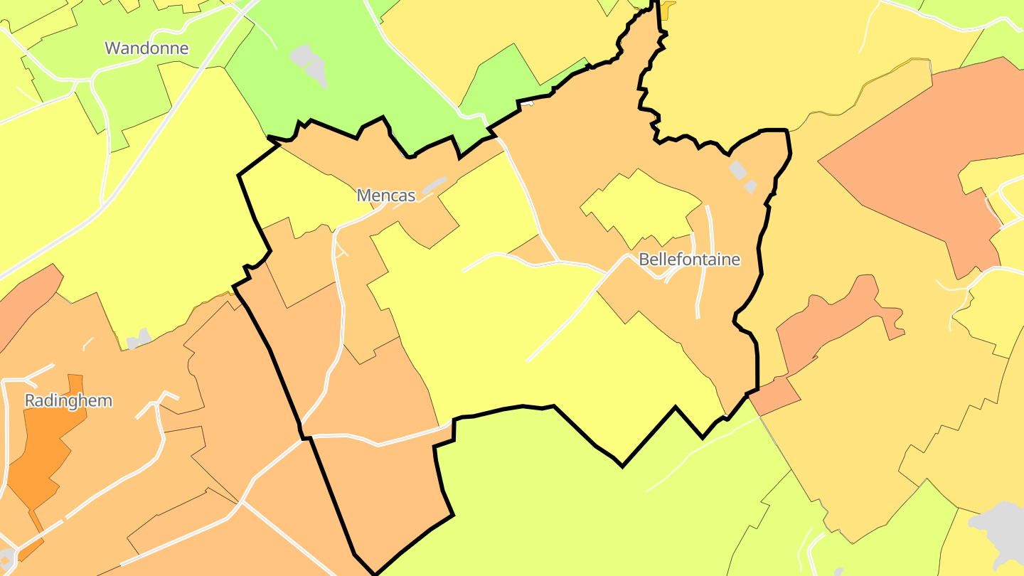 Carte des prix de l'immobilier Mencas