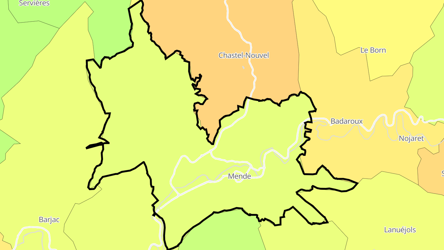 Carte des prix de l'immobilier Mende