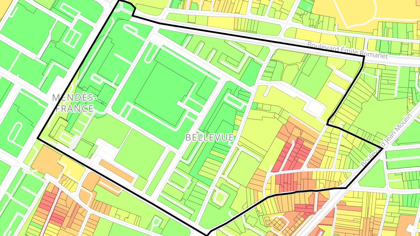 Carte des prix de l'immobilier Mendès-France - Bellevue