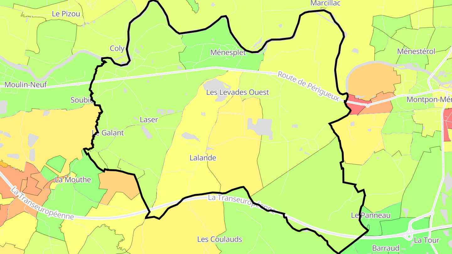 Carte des prix de l'immobilier Ménesplet