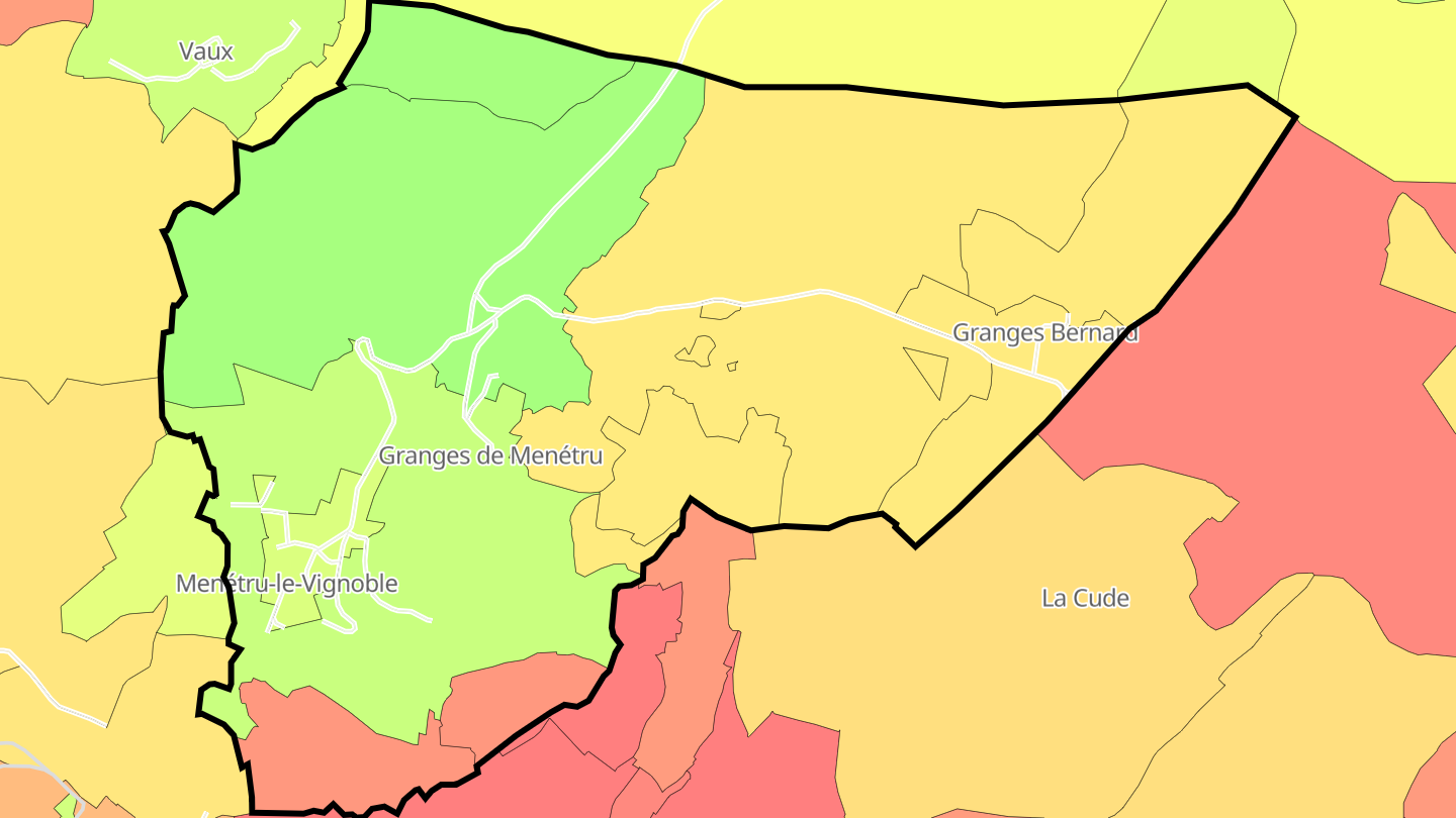 Carte des prix de l'immobilier Menétru-le-Vignoble