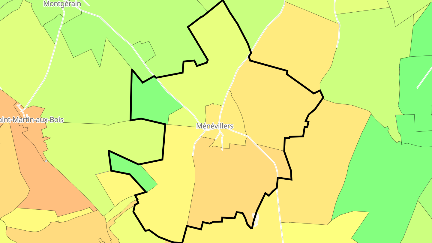 Carte des prix de l'immobilier Ménévillers