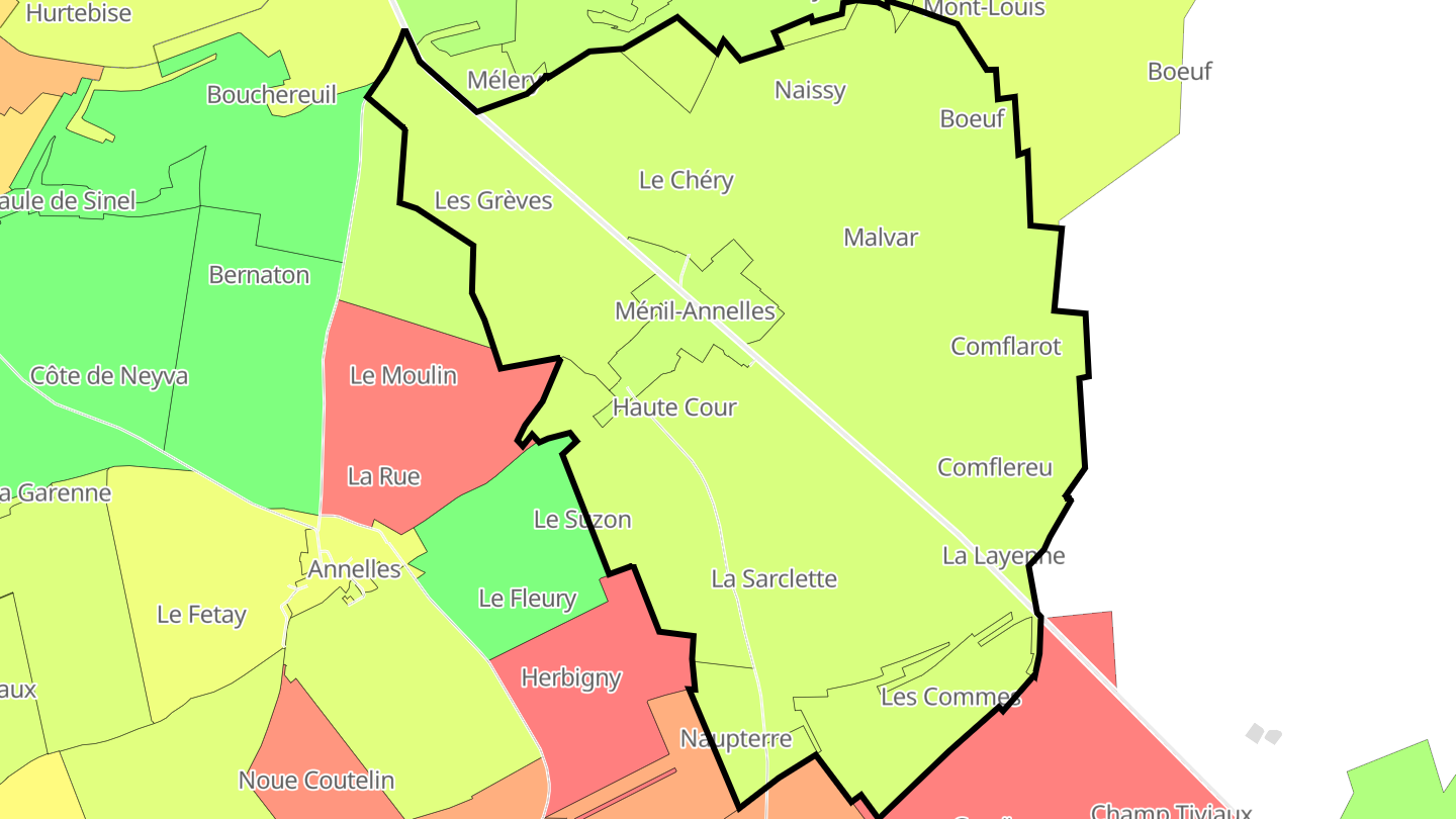 Carte des prix de l'immobilier Ménil-Annelles