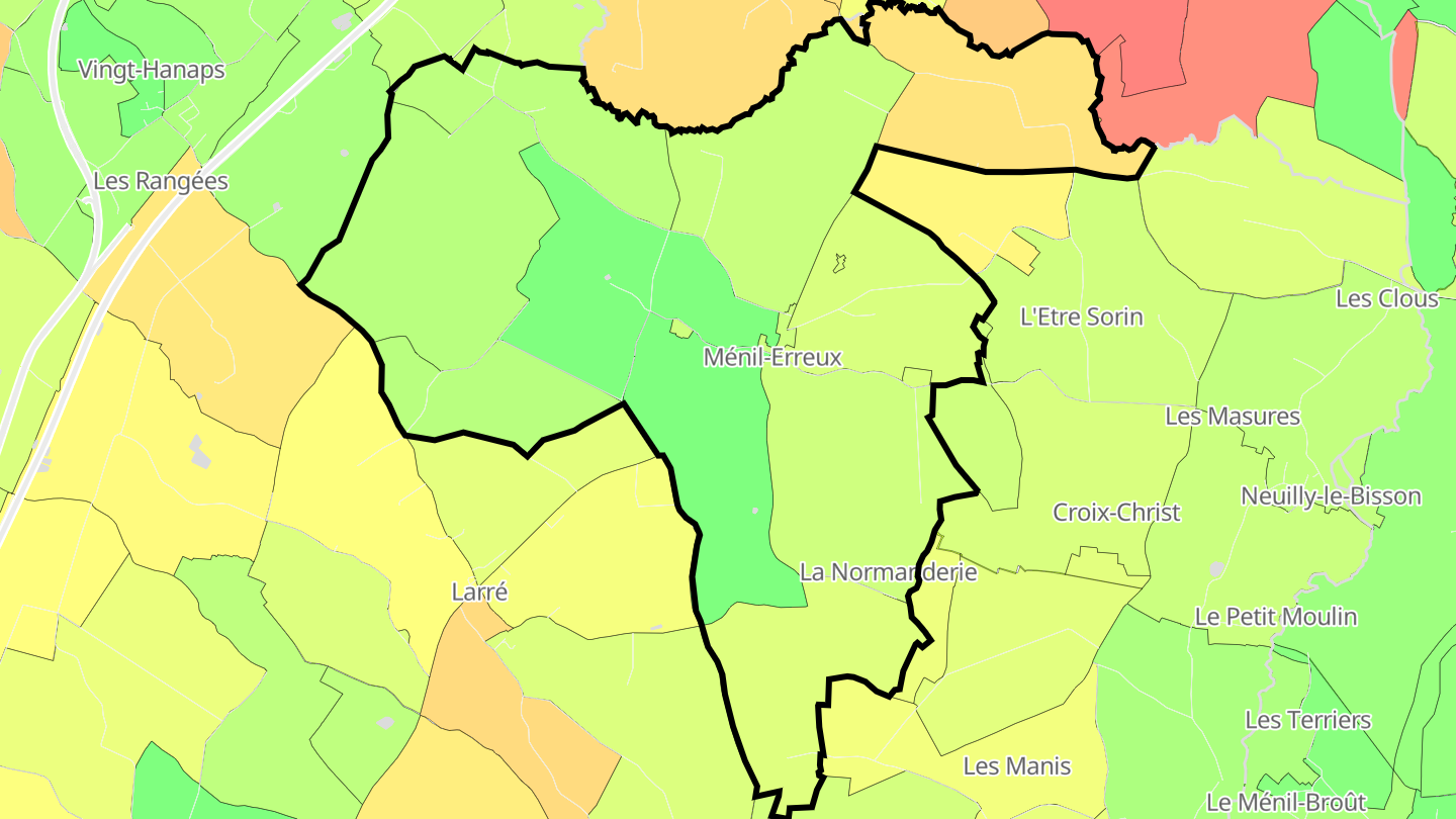 Carte des prix de l'immobilier Ménil-Erreux