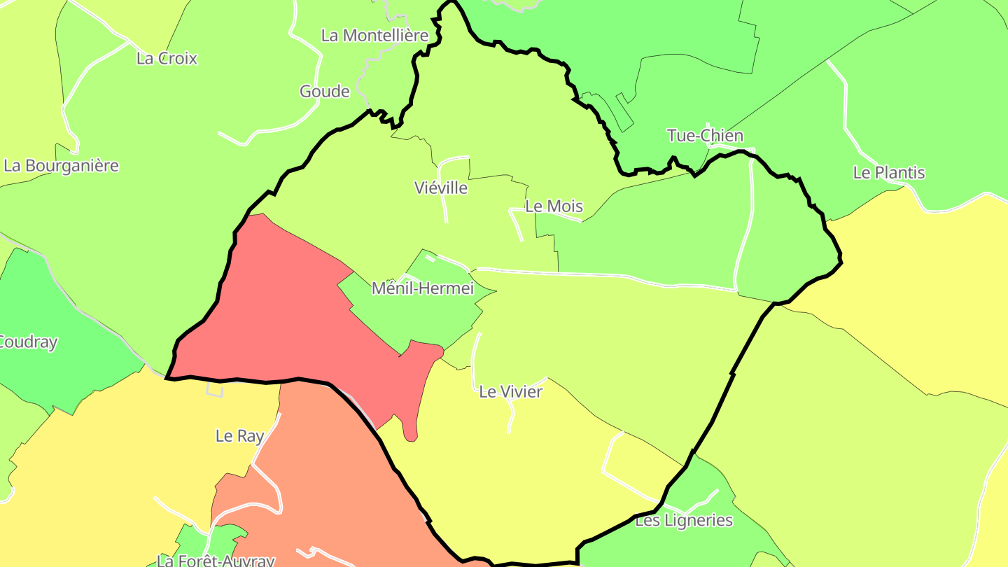 Carte des prix de l'immobilier Ménil-Hermei