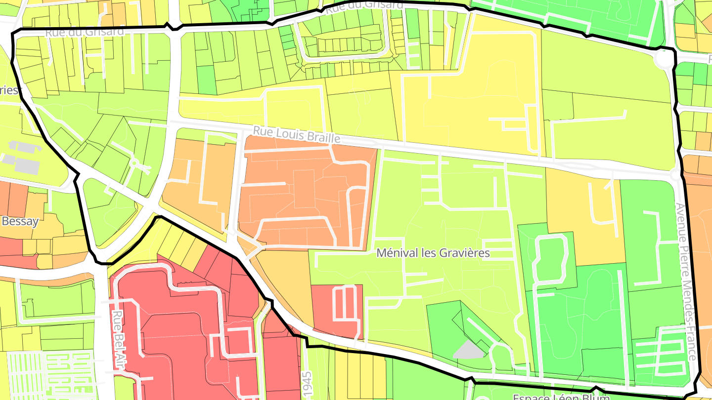 Carte des prix de l'immobilier Ménival / La Cordière