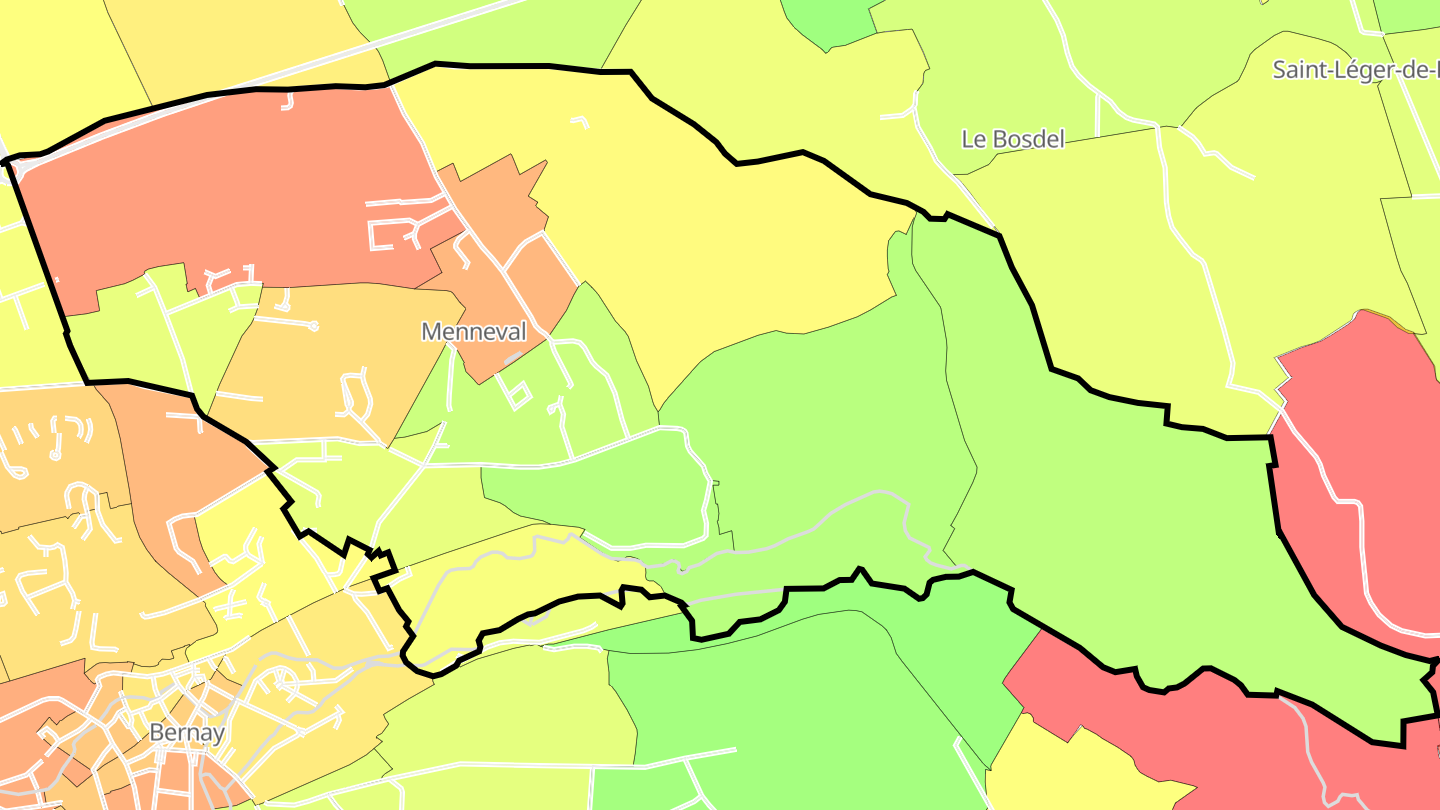 Carte des prix de l'immobilier Menneval