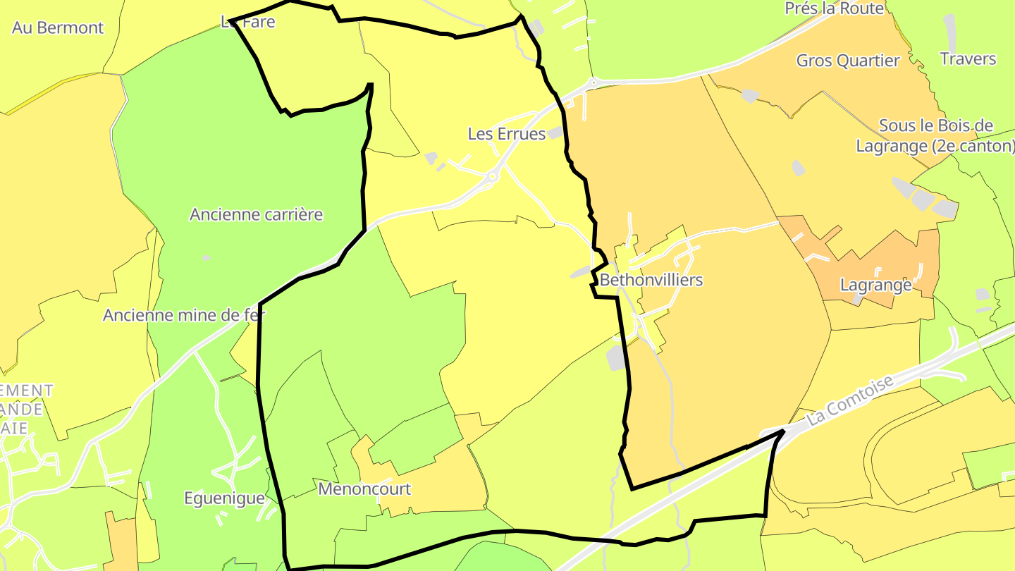 Carte des prix de l'immobilier Menoncourt