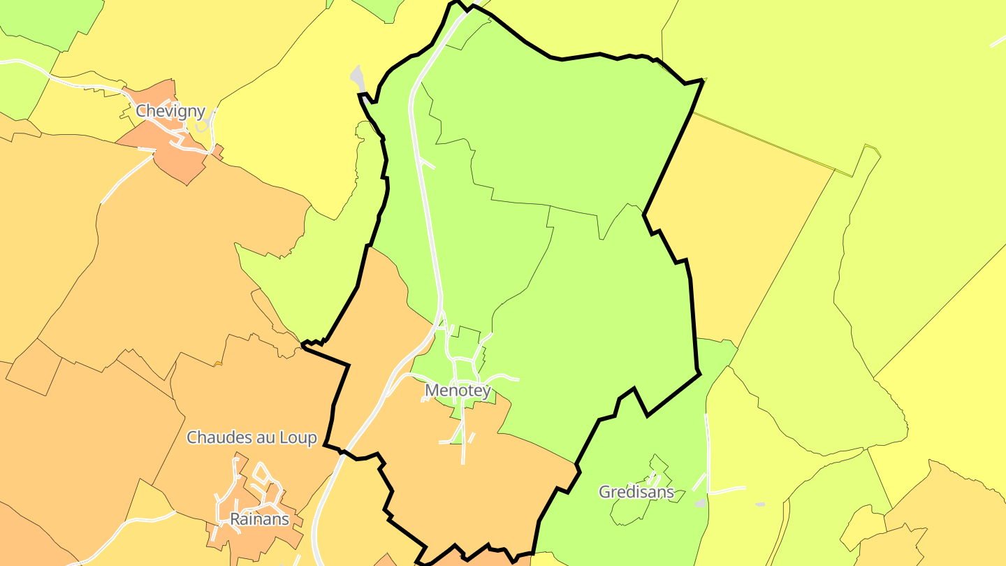Carte des prix de l'immobilier Menotey