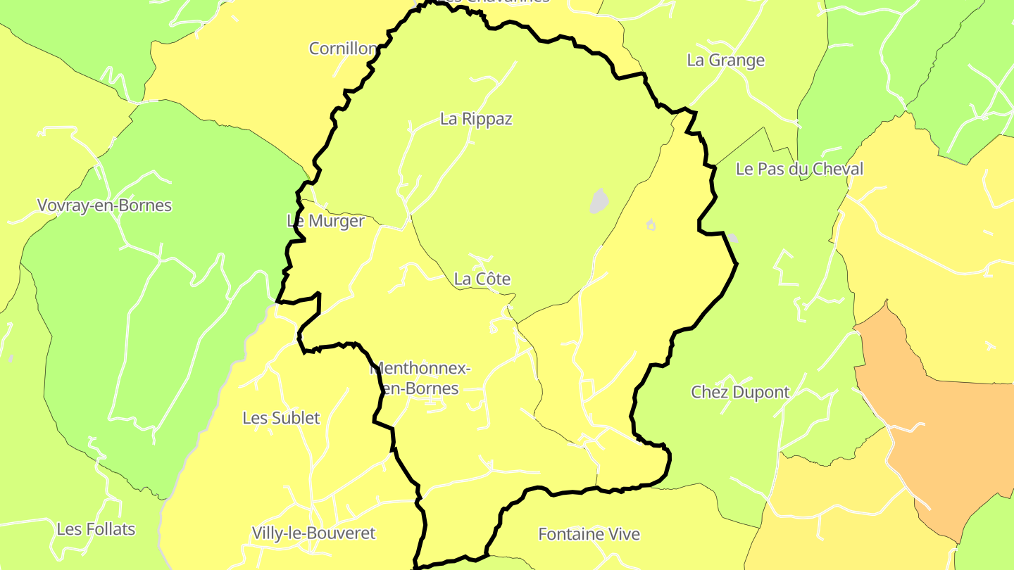 Carte des prix de l'immobilier Menthonnex-en-Bornes