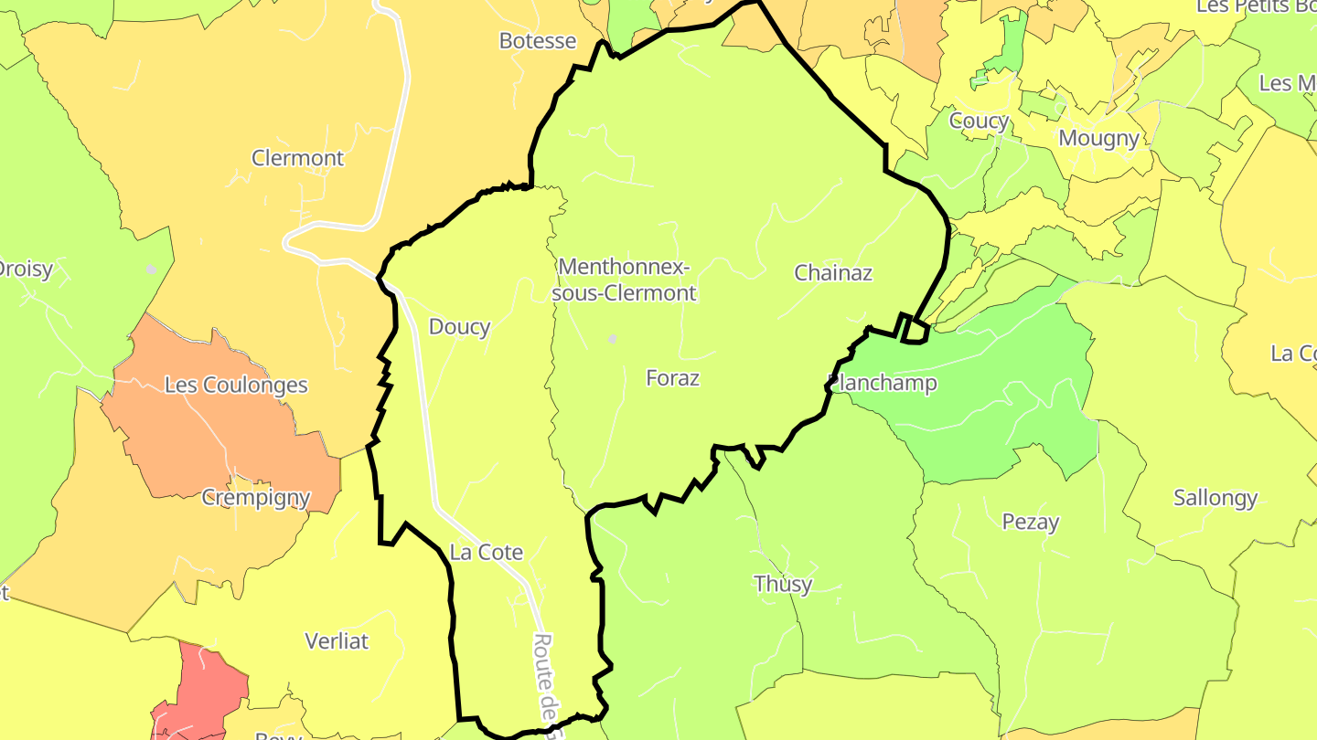Carte des prix de l'immobilier Menthonnex-sous-Clermont