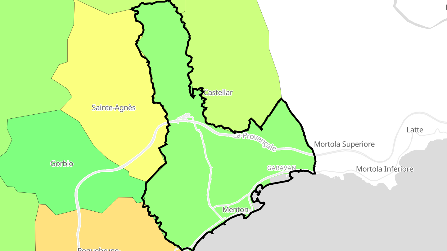 Carte des prix de l'immobilier Menton