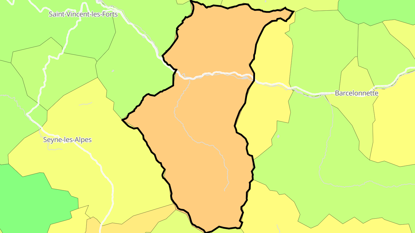 Carte des prix de l'immobilier Méolans-Revel