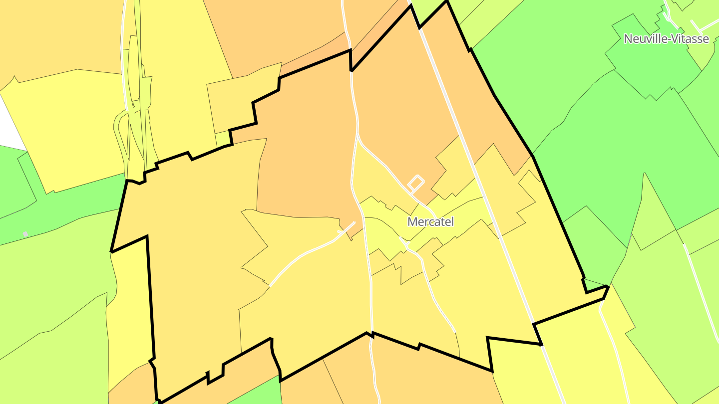 Carte des prix de l'immobilier Mercatel
