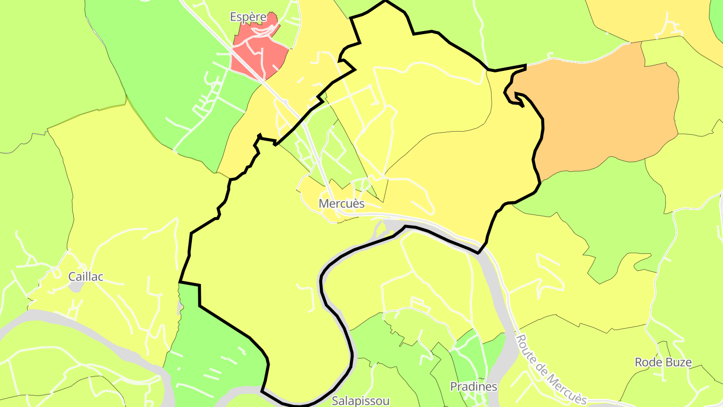 Carte des prix de l'immobilier Mercuès