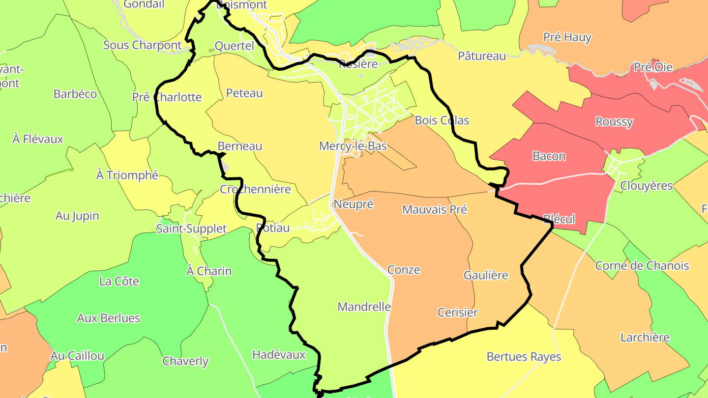 Carte des prix de l'immobilier Mercy-le-Bas