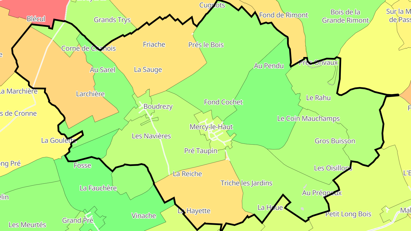 Carte des prix de l'immobilier Mercy-le-Haut