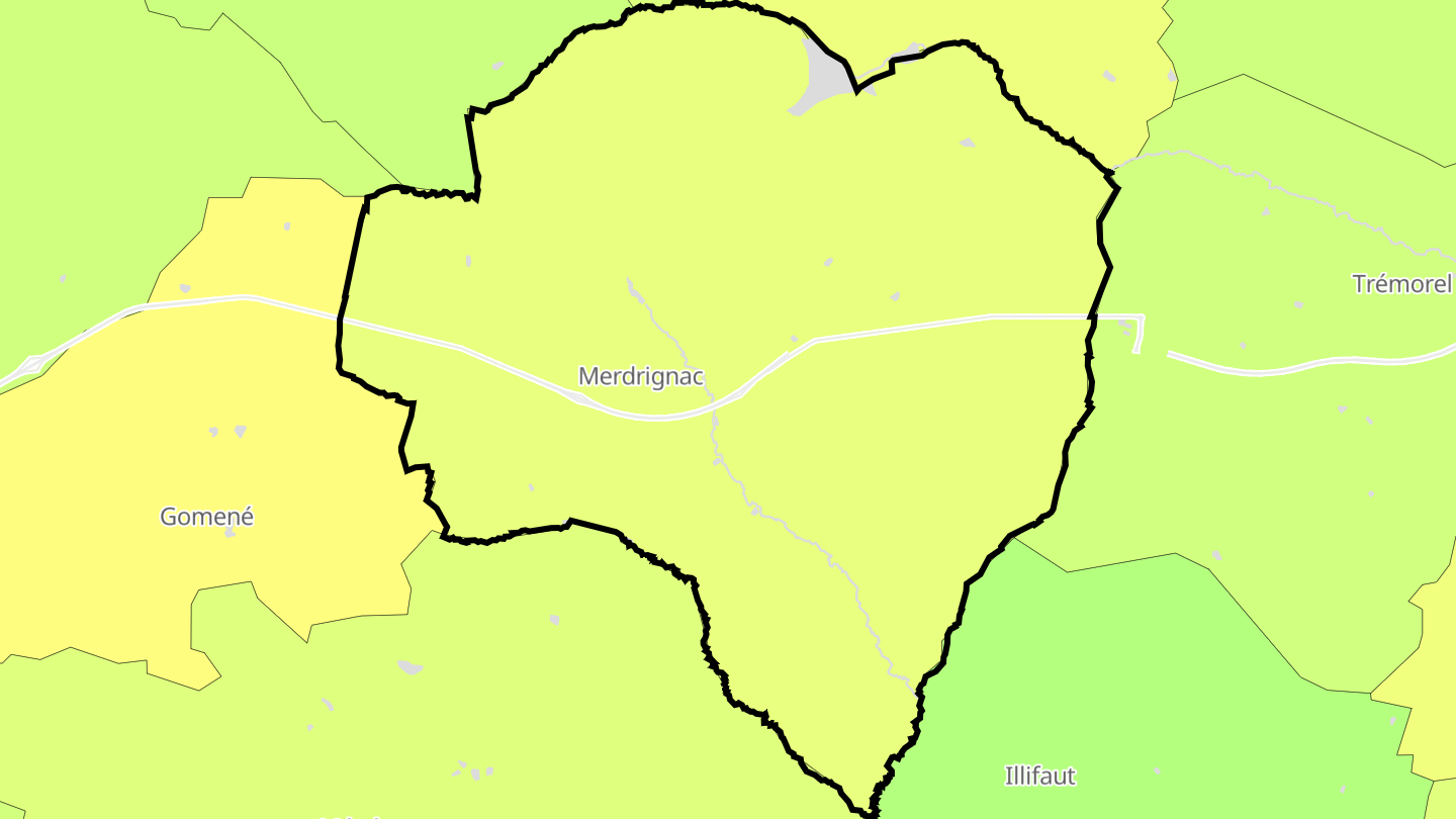 Carte des prix de l'immobilier Merdrignac