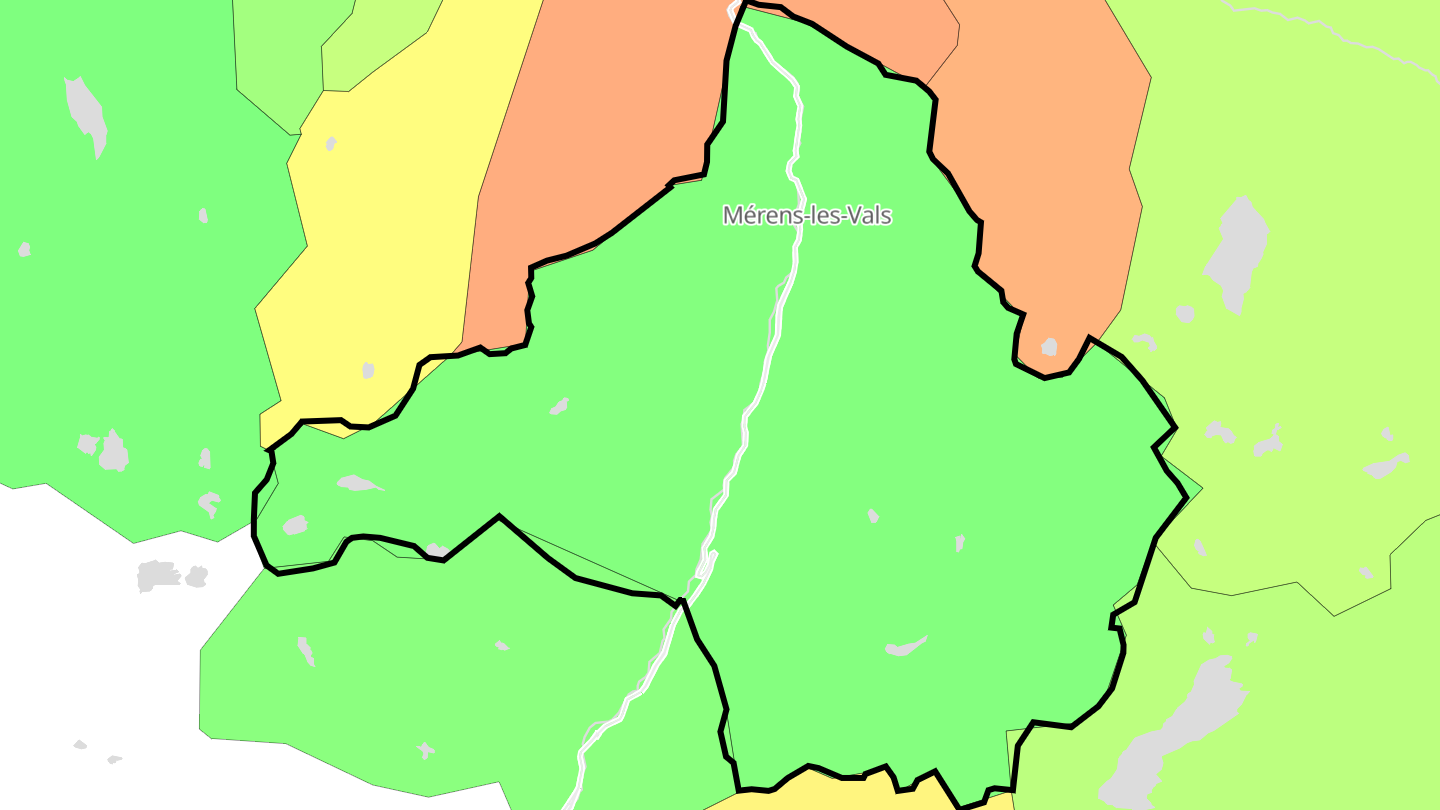 Carte des prix de l'immobilier Mérens-les-Vals