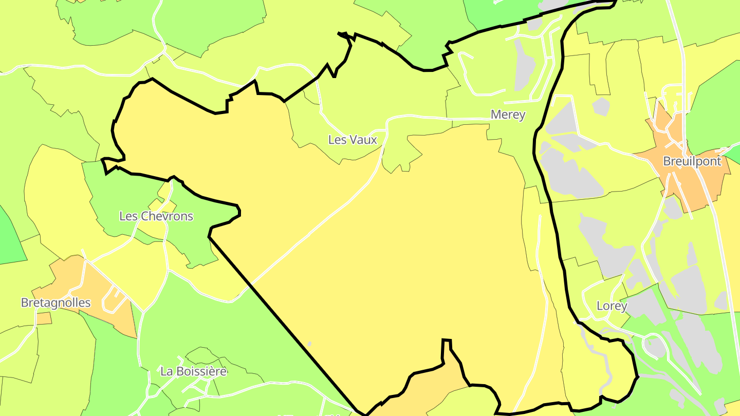 Carte des prix de l'immobilier Merey