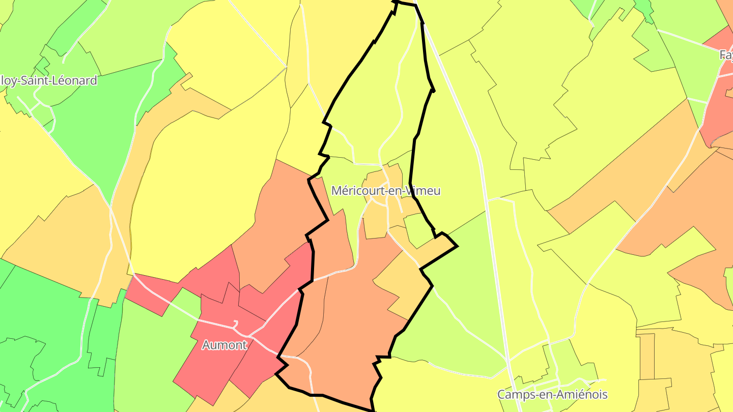 Carte des prix de l'immobilier Méricourt-en-Vimeu