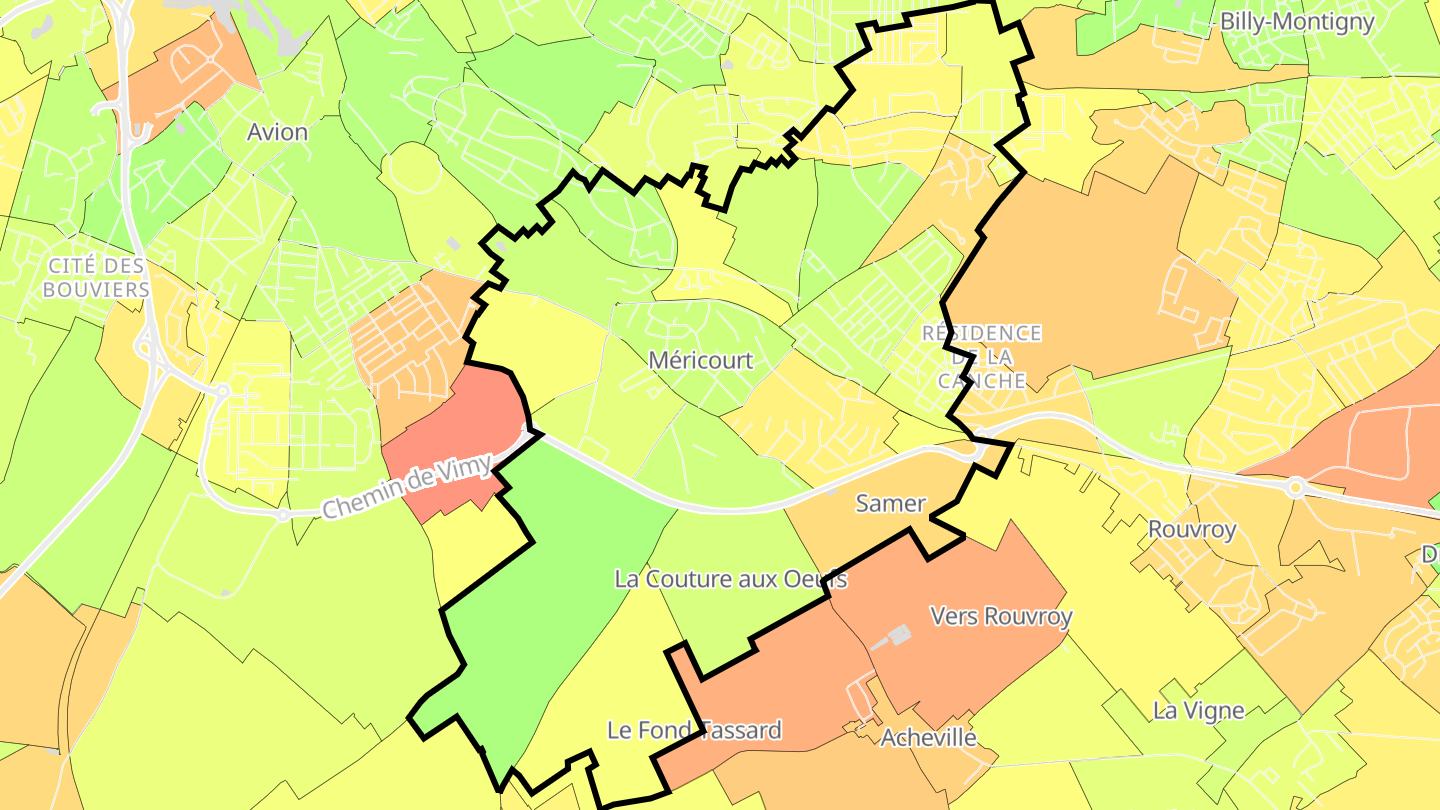 Carte des prix de l'immobilier Méricourt