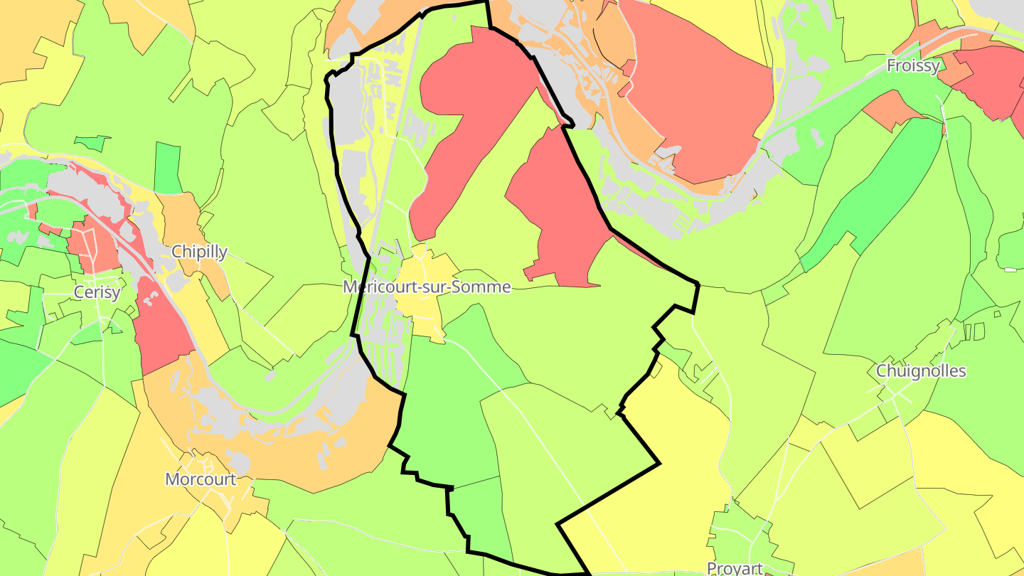 Carte des prix de l'immobilier Méricourt-sur-Somme