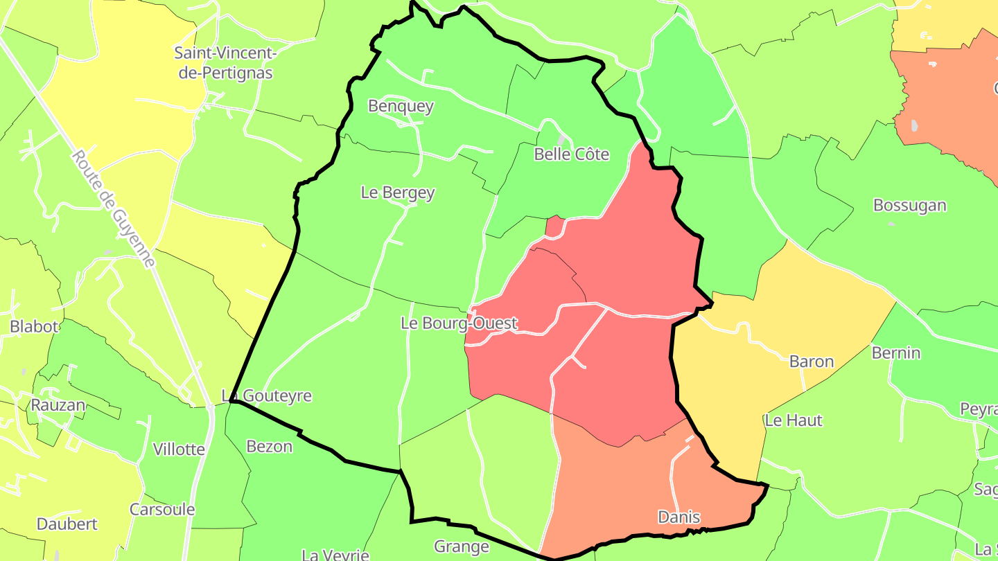 Carte des prix de l'immobilier Mérignas