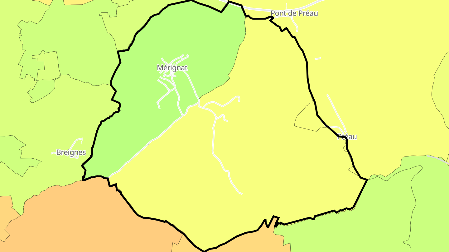Carte des prix de l'immobilier Mérignat